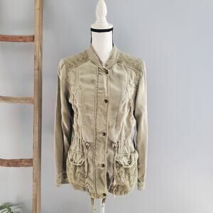 Max Jeans Olive Green Lightweight Utililty Jacket Size M